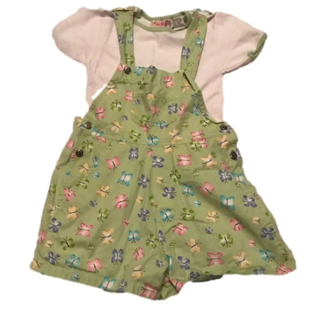 Girl Tribe 5/6 Butterfly Overall and Shirt Set 2pc